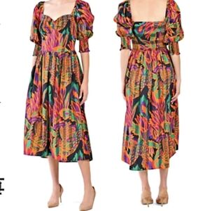 House Of Harlow 1960 Vibrant Multicolor Women's Midi Dress